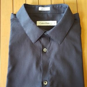 Calvin Klein Men's Long Sleeve Dress Shirt, black